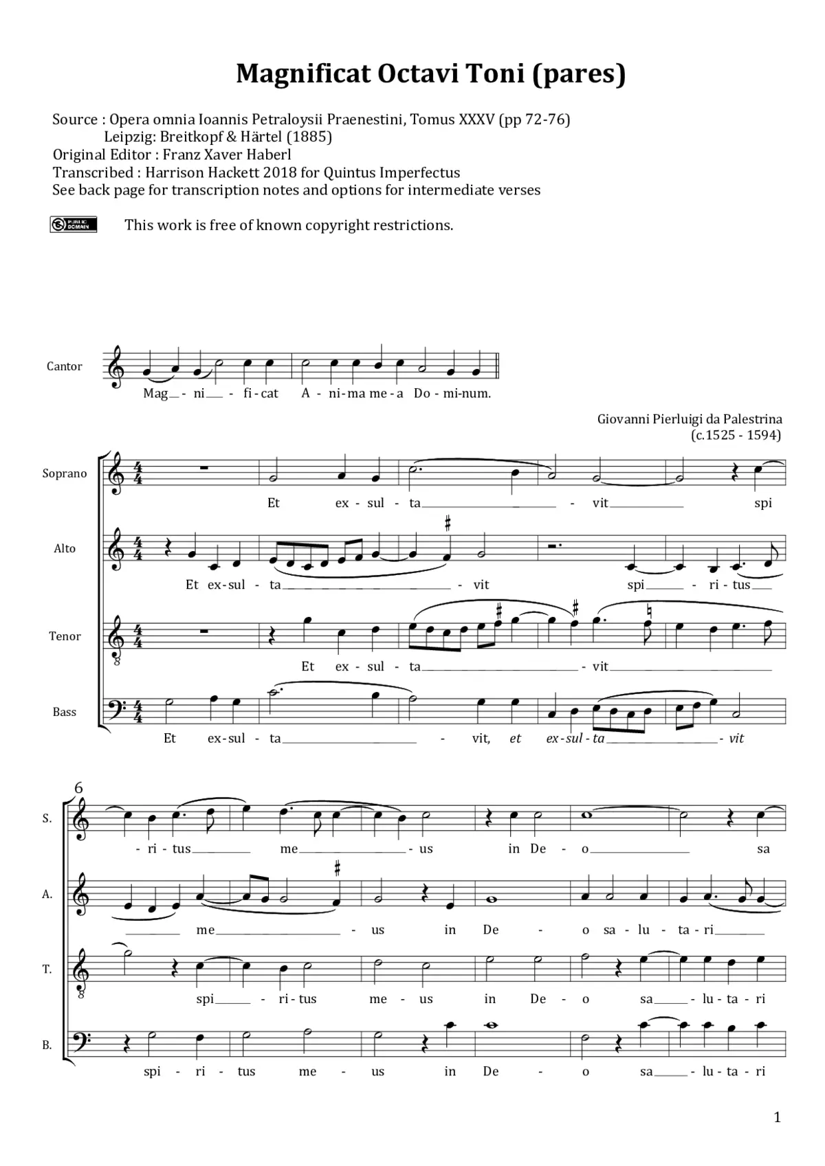 Magnificat Octavi Toni a 4, pares - Page 1