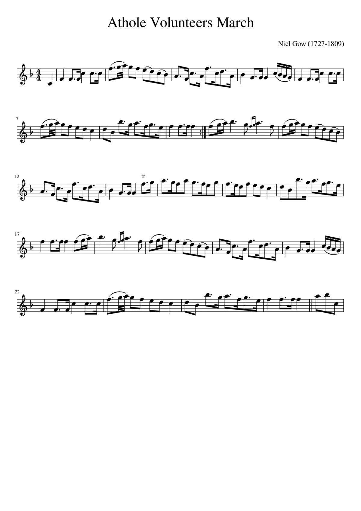 Athole Volunteers March - Page 1